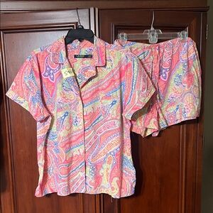 Ralph Lauren Multicolor Paisley Shorty Pajamas size XL